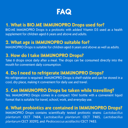 BIO.ME IMMUNOPRO Drops I Probiotics for Kids (6+) and Adults